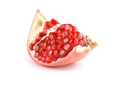 Ripe pomegranate on white background clipart