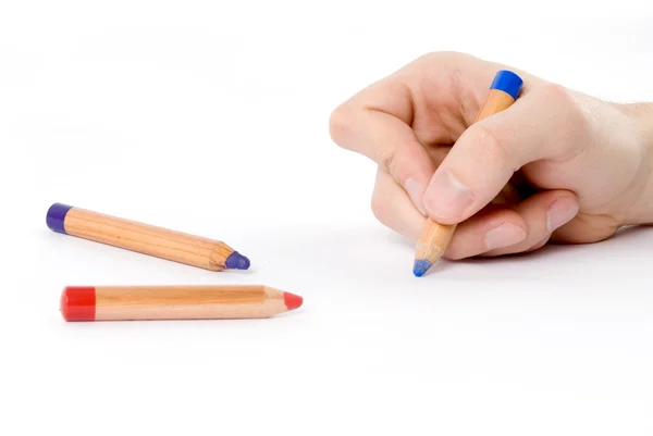 Crayon à main levée à fond blanc vierge — Photo