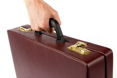 Hand holding a briefcase clipart