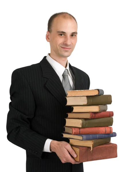 Człowiek z książkami — Zdjęcie stockowe