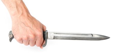 Old german knife in a hand clipart