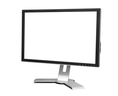 Monitor on white with blank screen clipart