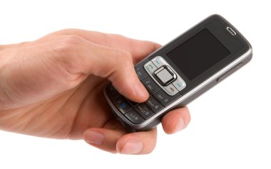 Mobile phone in man hand clipart
