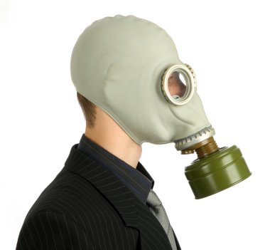 Gaz maskeli adam.