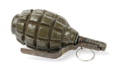 Old Hand Grenade on white background clipart