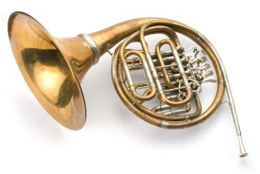 Old horn on white background clipart