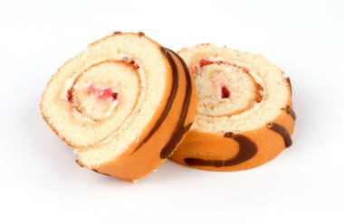 Cream and strawberry roll cake clipart