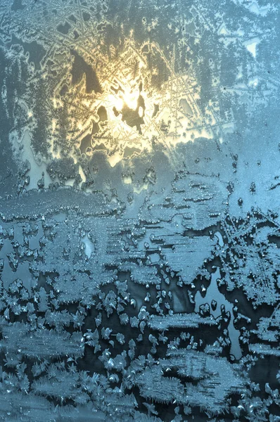 Hoarfrost penceresinde — Stok fotoğraf
