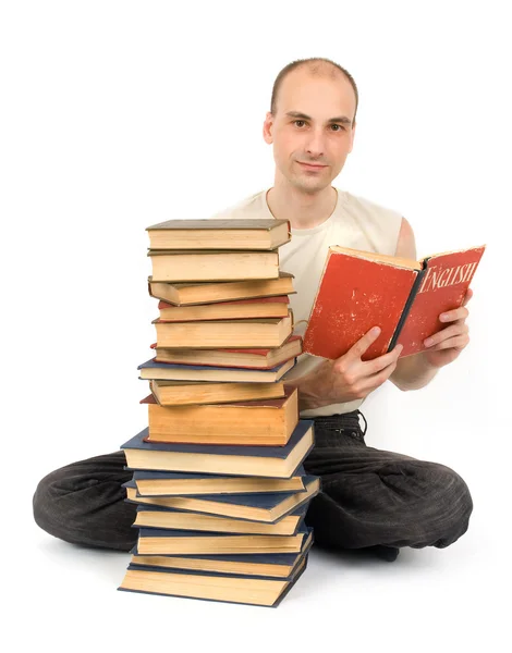 Homem com livros — Fotografia de Stock