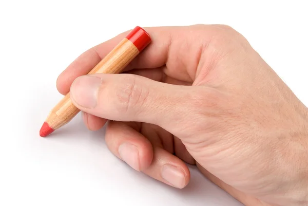 A férfi kezében ceruza — Stock Fotó