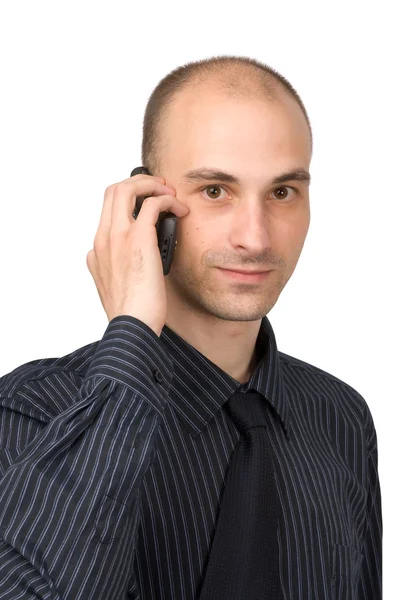 Affärsman med mobiltelefon — Stockfoto