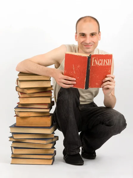 Mann mit Büchern — Stockfoto