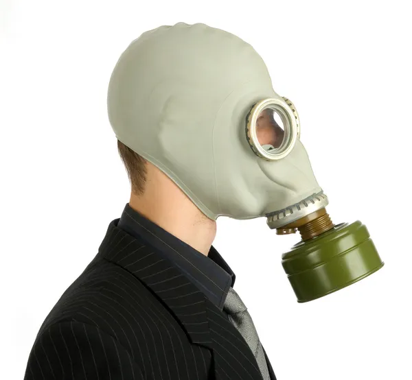 Homme dans un masque à gaz — Photo