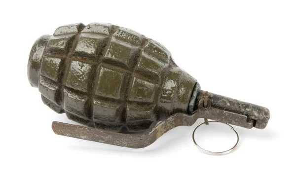 白い背景の上の古い手手榴弾 — ストック写真