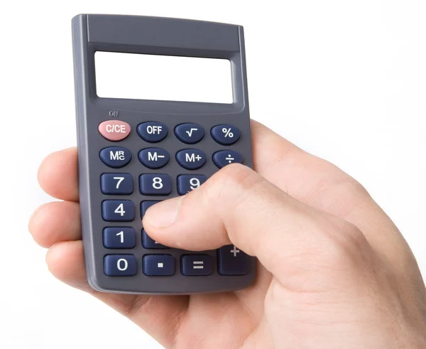 Kalkulator trzymając się za ręce — Zdjęcie stockowe