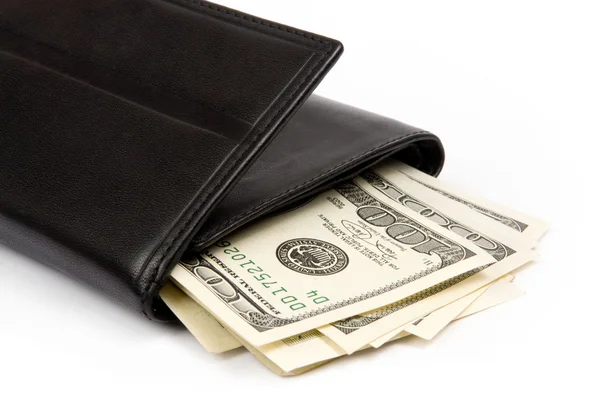 Pengar i plånboken isolerad på vit — Stockfoto