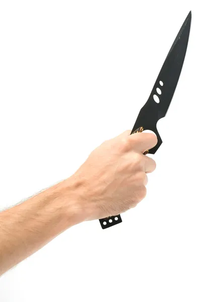 Рука держит нож — стоковое фото