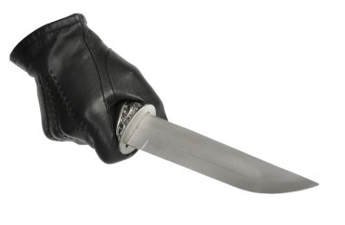 Black leather glove with dagger clipart
