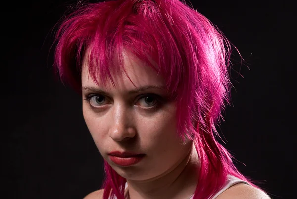 Różowowłosa dziewczyna — Zdjęcie stockowe