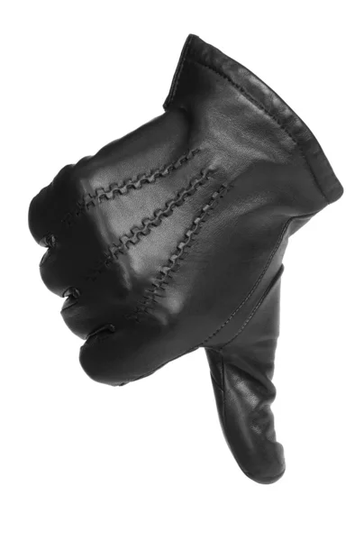 Un gant noir exprimant non — Photo
