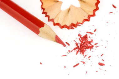 Red pencil with pencil shavings clipart