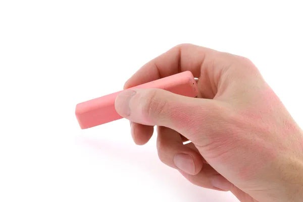 Mão com giz rosa — Fotografia de Stock