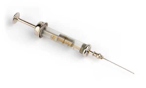 Stará skleněná injekční stříkačka — Stock fotografie