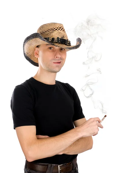 Чоловік палить цигарку — стокове фото