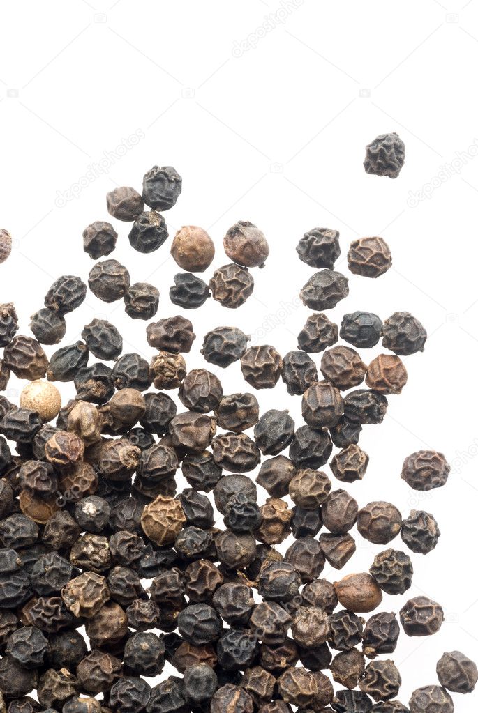Close up of black peppercorns