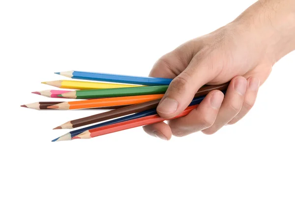 Hands with colored pencils — Stock Photo, Image