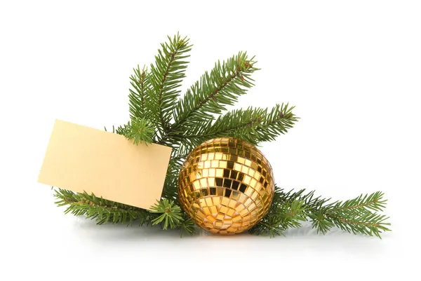 Decoración de Navidad con tarjeta en blanco —  Fotos de Stock