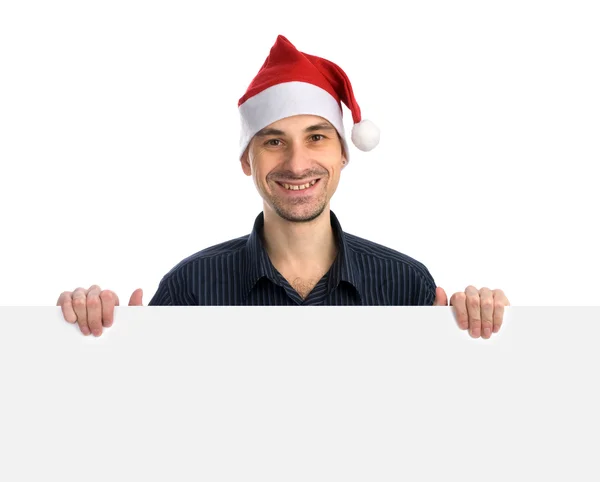 Uomo con un cappello da Babbo Natale — Foto Stock