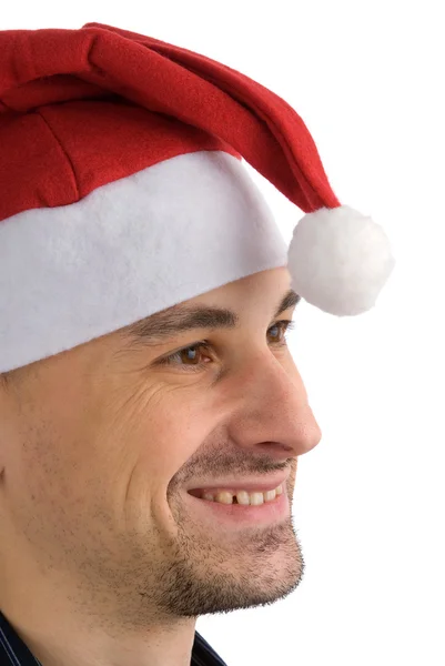Uomo felice con un cappello da Babbo Natale — Foto Stock