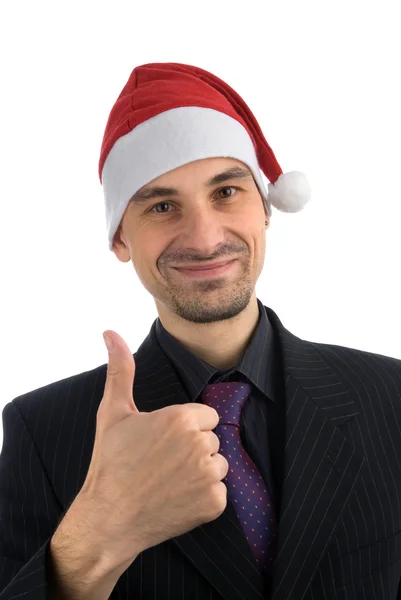 Бізнесмен у різдвяному капелюсі — стокове фото