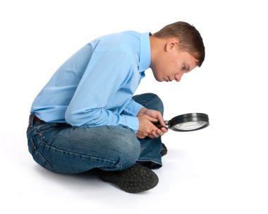 Man with magnifier clipart