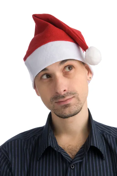 Giovane uomo d'affari con un cappello da Babbo Natale — Foto Stock