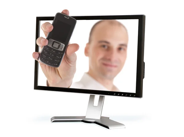 Ember, egy mozgatható telefon — Stock Fotó