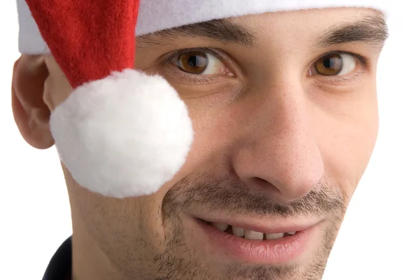 Hombre feliz en un sombrero de Navidad — Foto de Stock