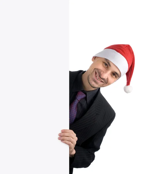 Empresário em um chapéu de Natal — Fotografia de Stock