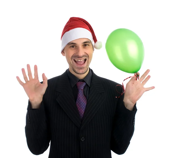 Hombre de negocios feliz en un sombrero de Navidad — Foto de Stock