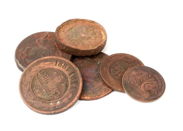 Grupo de moedas russas antigas — Fotografia de Stock