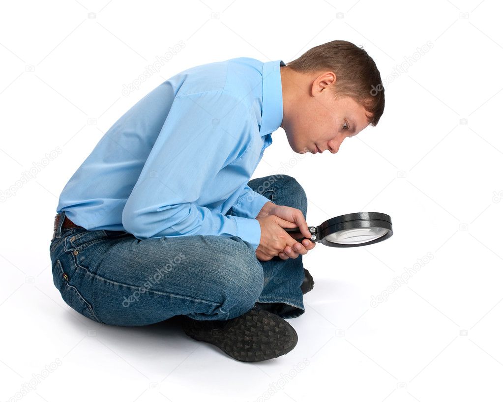 Man with magnifier