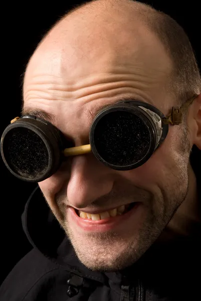 Portret van grappige bizarre man close-up — Stockfoto