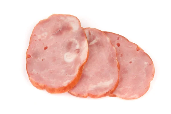 Sliced ham isolated on white background — Stock Photo, Image