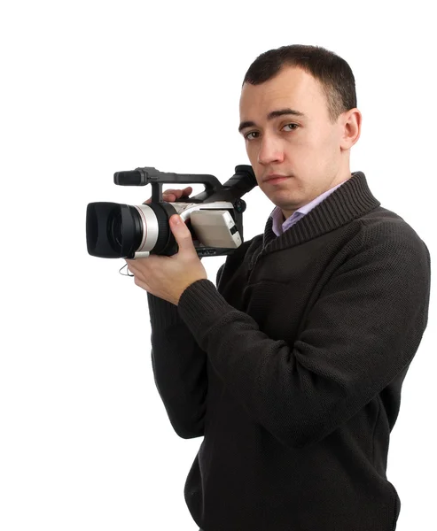 Homem com câmera de vídeo — Fotografia de Stock