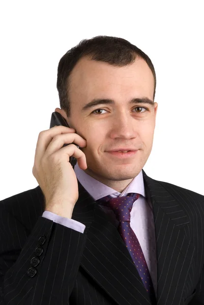 Biznesmen mówić na jego telefon komórkowy — Zdjęcie stockowe