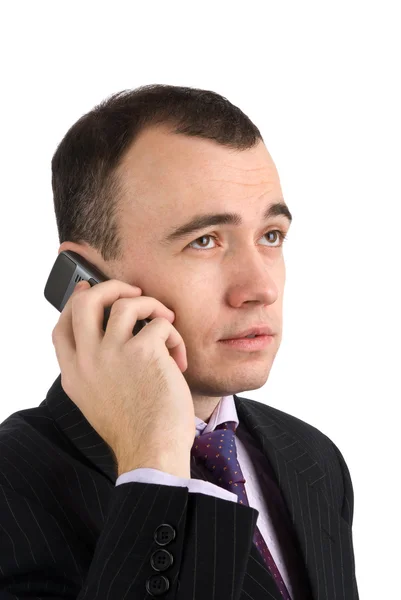 Homem de negócios falando no telefone celular — Fotografia de Stock