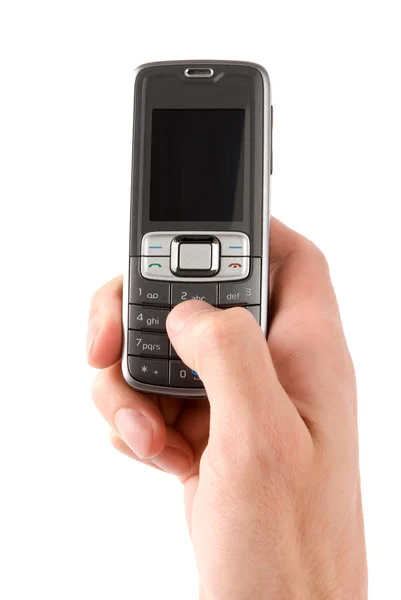 Мобильный телефон в руке человека Лицензионные Стоковые Изображения