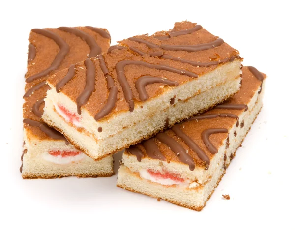 Cake with cream and strawberry jam — Stock Photo, Image