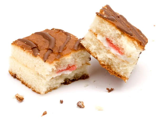 크림과 딸기 잼 케이크 — 스톡 사진